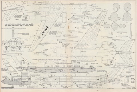 BAC Vickers V.C.10 type 1106 (R.A.F.) - 1/144 drawing by A.A.P.Lloyd, Аэромоделлер 1968 май